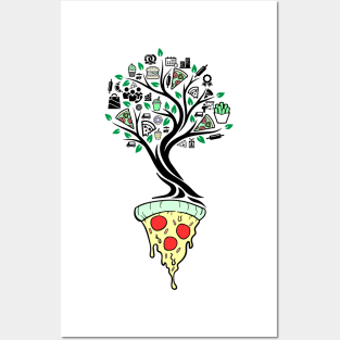 Pizza Fast Food Tree Of Life Yoga Celtic Viking Yggdrasil Posters and Art